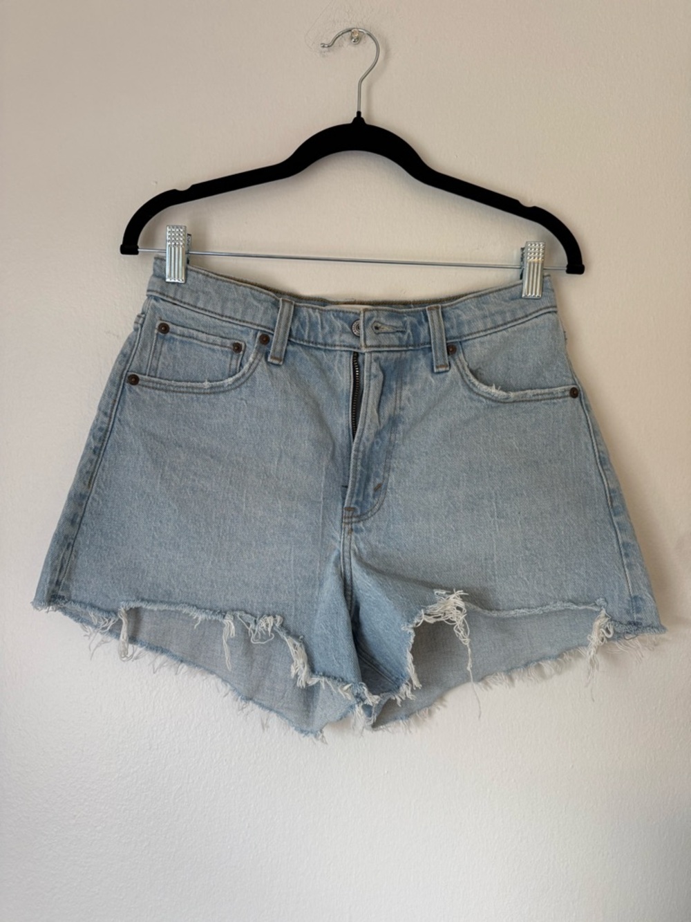 Abercrombie & Fitch Light Blue Distressed Denim Cutoff Shorts